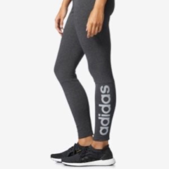 Adidas Gray Leggings with Sparkle Logo - Picture 2 of 5
